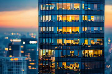 Fototapeta premium Modern Skyline, Office Buildings That Beautifully Cut Through the Sky