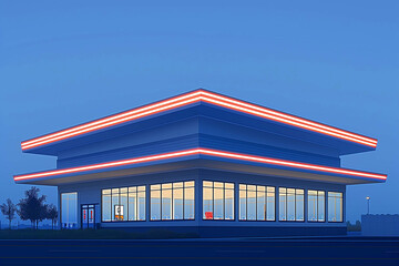 Fototapeta premium Nighttime Oases, Rest Stops That Provide Comfort and Safety for Late-Night Travelers