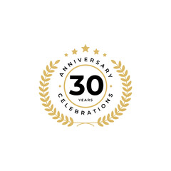 30 years badge anniversari celebrations logo design template