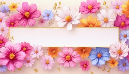 コスモスのタイトルフレーム　Cosmos flower