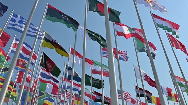 The Flag Plaza, displays 119 flags from countries with authorized diplomatic missions, including flags of the European Union, the United Nation and the GCC.