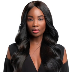 Naklejka premium Black woman with A long Layers hairstyle wearing Black Jumpsuits