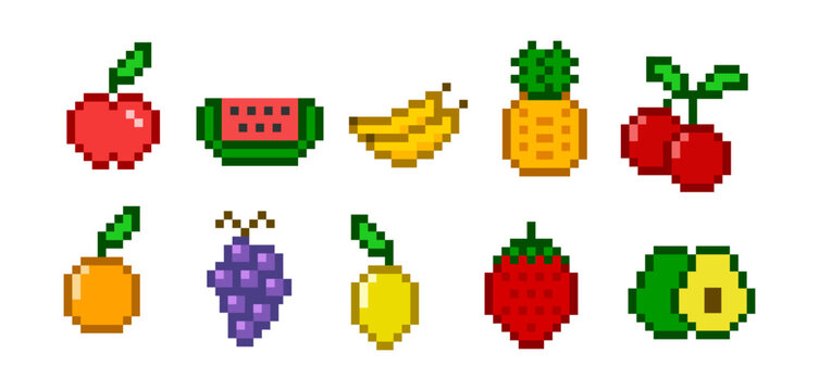 Naklejki Fruit Pixel Art 