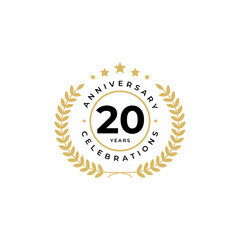 20 years badge anniversari celebrations logo design template