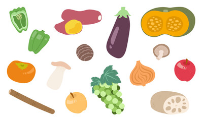 秋の食べ物イラストセット