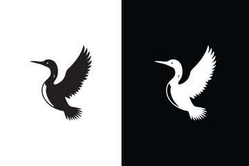 Loon icon silhouette vector illustration. Loon Icon Flat Design black white background.