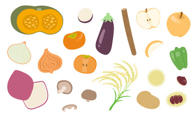 秋の食べ物イラストセット