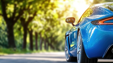Vibrant Blue Sports Car Exterior Design