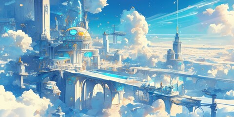 Science Fiction Fantasy Majestic Cityscape 8K AI art generated using Midjourney