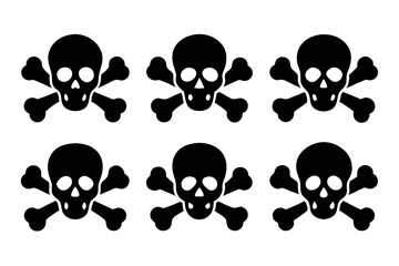 Bones skull icons logo design. Set of skull icon silhouette vector art illustrations.
