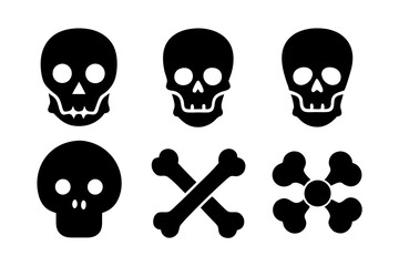 Bones skull icons logo design. Set of skull icon silhouette vector art illustrations.
