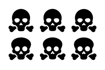 Bones skull icons logo design. Set of skull icon silhouette vector art illustrations.

