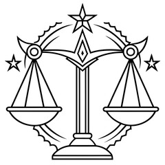 libra zodiac line art vector