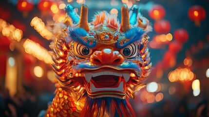 Obraz premium Chinese dragon character in a dragon dance at the Chinese New Year festival