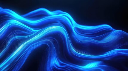 Fototapeta premium Abstract background with flowing, glowing blue lines and a futuristic aesthetic. Ideal for tech concepts, business banners, and modern design elements. -