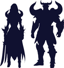 Ninja Vikings Silhouette Vector