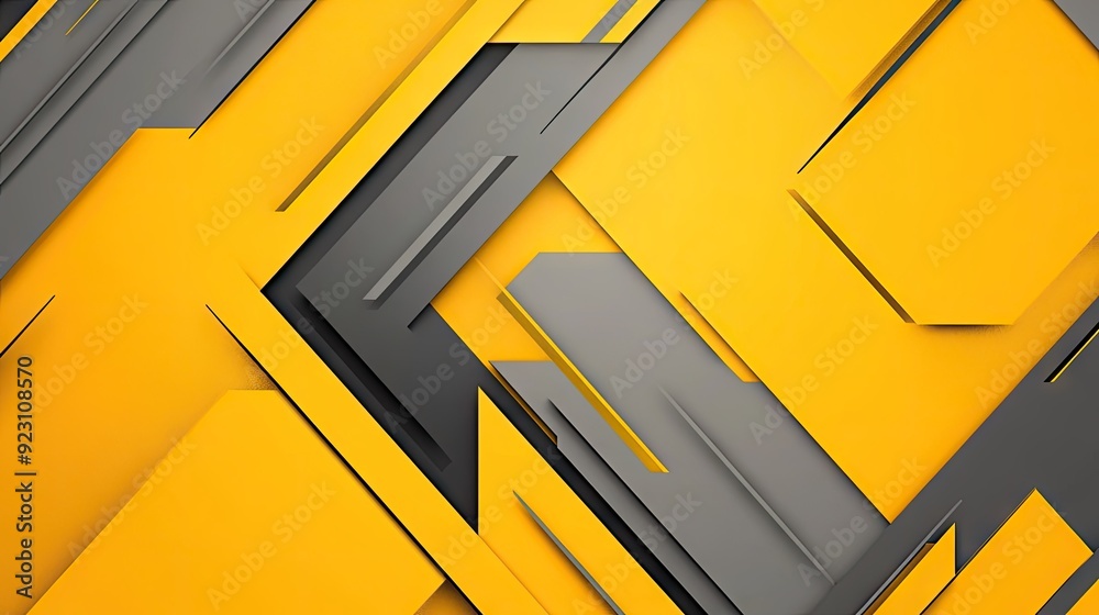 Fototapete abstract design with yellow-grey triangle arrows creating a dynamic geometric pattern. the modern, f