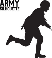 Army Silhouette Vector Illustration with dog