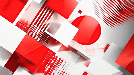 Abstract red and white background with a mix of bold geometric patterns and smooth gradients. A modern design perfect for high-impact visuals and creative projects.
