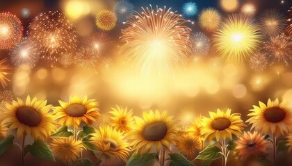 ヒマワリ　花火　タイトルフレーム