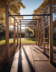 Fototapeta premium Un parque de calistenia en medio de la ciudad.
