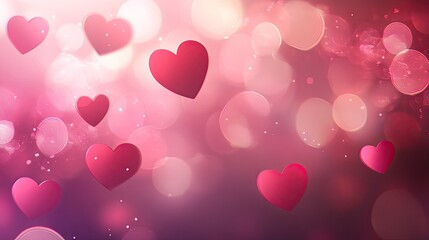 Blurred Valentine's Day background with a mix of red and pink tones, featuring hearts and bokeh lights, ideal for EPS 10 vector designs.