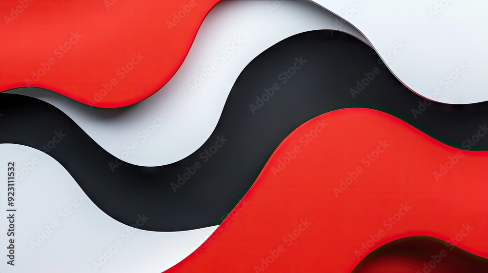 Poster bold and modern abstract template with red and white color blocks and curved shapes. ideal for creat