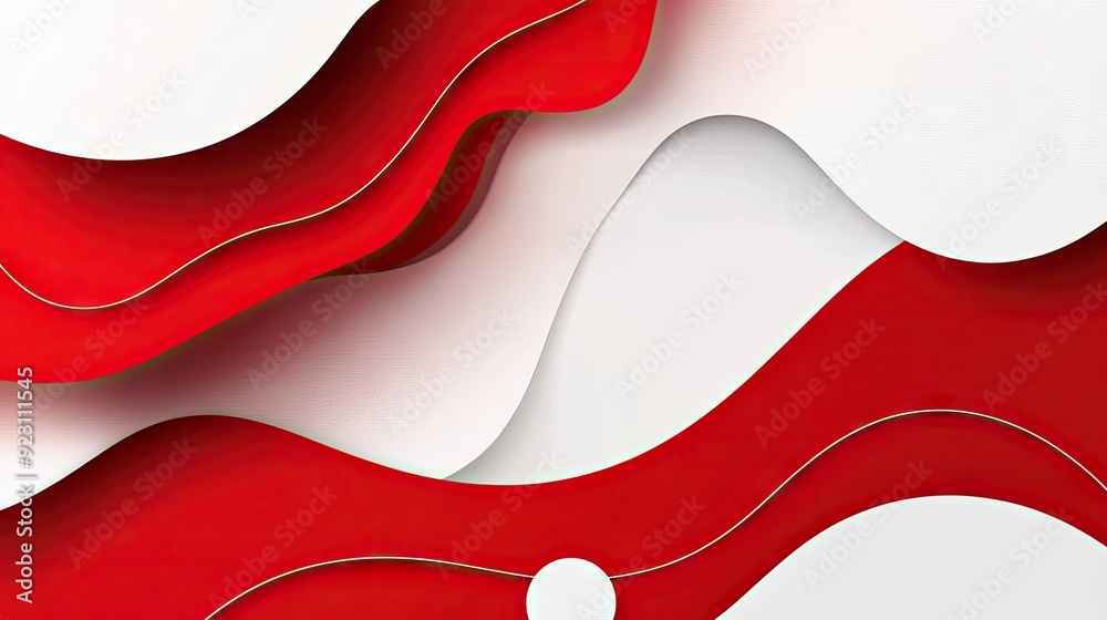 Poster bold and modern abstract template with red and white color blocks and curved shapes. ideal for creat