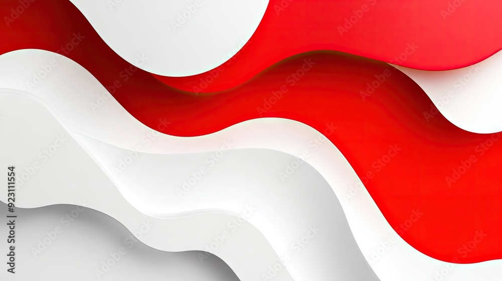 Poster bold and modern abstract template with red and white color blocks and curved shapes. ideal for creat