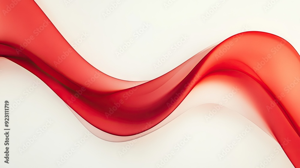 Poster bold red curve arching over a white canvas, creating a visually appealing abstract pattern. great fo