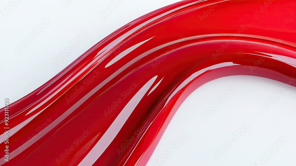 Poster bold red curve arching over a white canvas, creating a visually appealing abstract pattern. great fo