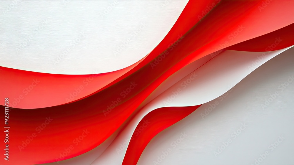 Poster bold red curve arching over a white canvas, creating a visually appealing abstract pattern. great fo