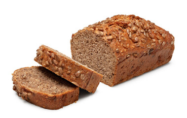 sliced freshly baked bread isolated on white background. clipping path