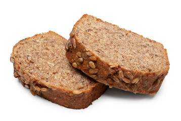 sliced freshly baked bread isolated on white background. clipping path