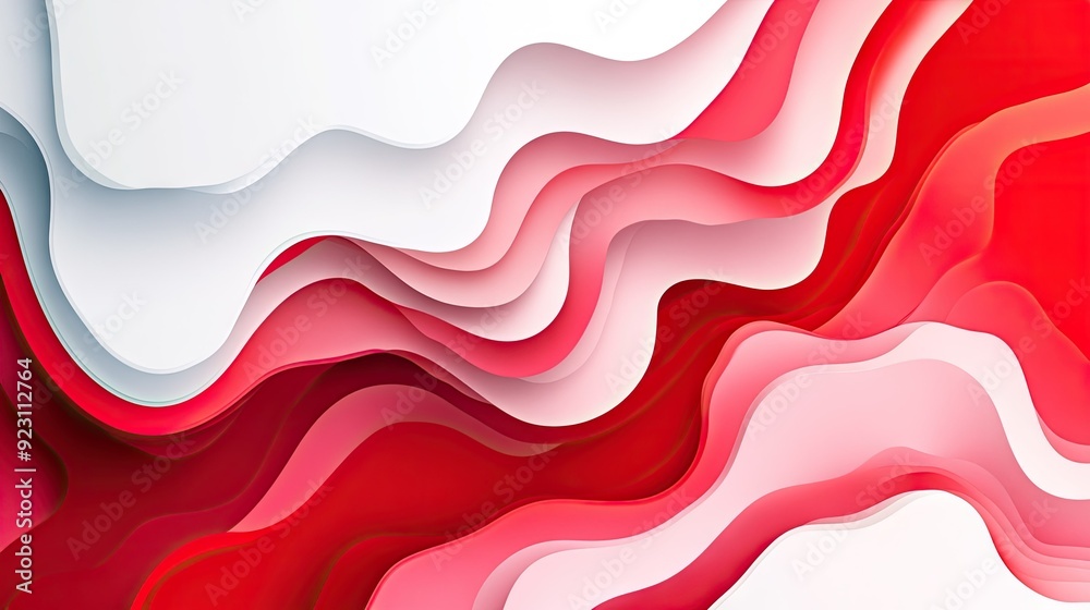 Poster contemporary abstract background with a blend of red and white gradients. features sharp lines and f