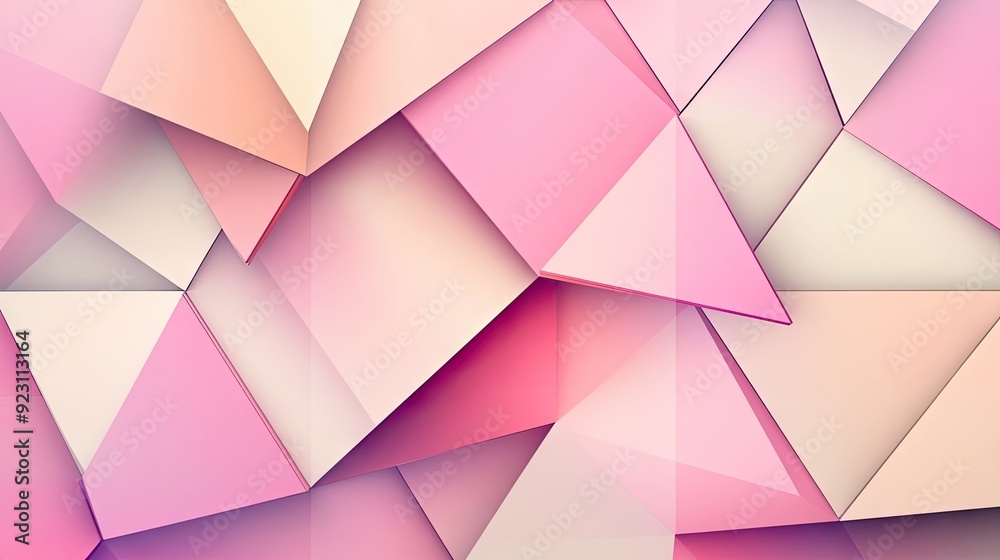 Poster creative geometric background with interlocking triangles and soft shadows, ideal for web design and