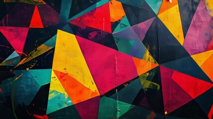 Geometric psychedelic geometric pattern wall background, generative Ai.