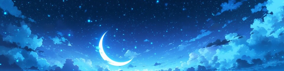Fototapeta premium Enchanting Anime-Style Autumn Night Scene: Harvest Moon with Rabbits. Creative Pattern for Marketing, Children's Book Illustration, and 4K Wallpaper. AI-Generated Magical Nature Backdrop with Dreamy S