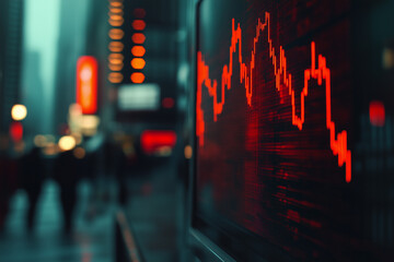 Close up shot big screen monitor with stock exchange chart data.