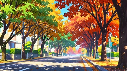 autumn park in the morning Generative Ai 