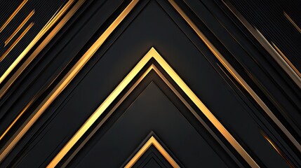 Obraz premium Elegant abstract design with gold directional arrows on a dark black background, combining geometric precision with a high-tech and luxurious feel.