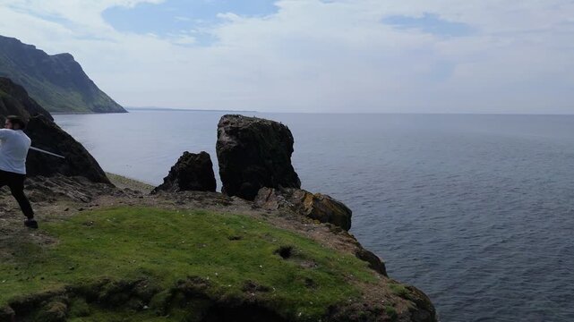 HEMA Practice at Trefor Sea Stacks: Longsword solo training by  Garn For Mountain, North Wales