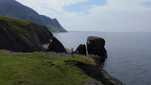 HEMA Practice at Trefor Sea Stacks: Longsword solo training by  Garn For Mountain, North Wales
