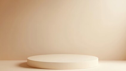 Empty Beige Podium with Soft shadows for product display. Empty space for product presentation Stage Background