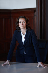 Portrait, attorney and woman in corporate office for business career or opportunity. Confidence,...
