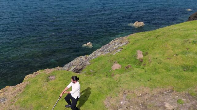 HEMA Practice at Trefor Sea Stacks: Longsword solo training by  Garn For Mountain, North Wales
