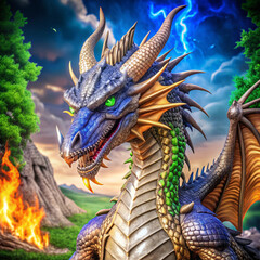 Fototapeta premium Eternal Majesty: The Celestial Dragon of the Enchanted Realm Picture