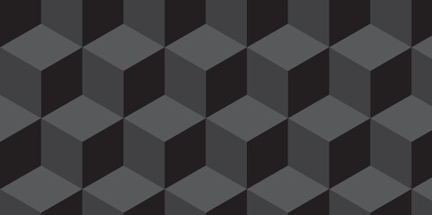 Minimal abstract dark black background from cubes vector art. Geometric tiles and mosaic creative stylish seamless pattern block cube background. minimal hexagon Cubes mosaic shape vector design