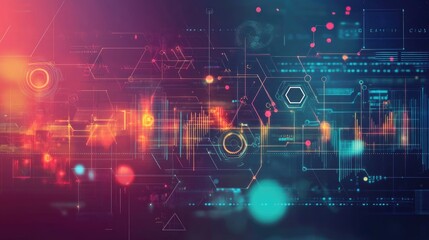 Obraz premium Futuristic Big Data background with abstract digital elements and hand-drawn design. Focuses on data management and mining concepts. Perfect for tech graphics, banners, and visual content.