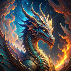 Naklejka premium Eternal Majesty: The Celestial Dragon of the Enchanted Realm Picture